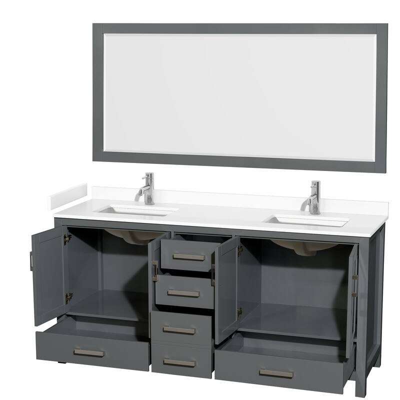 Wyndham Collection Sheffield 72" Double Bathroom Vanity, Carrara