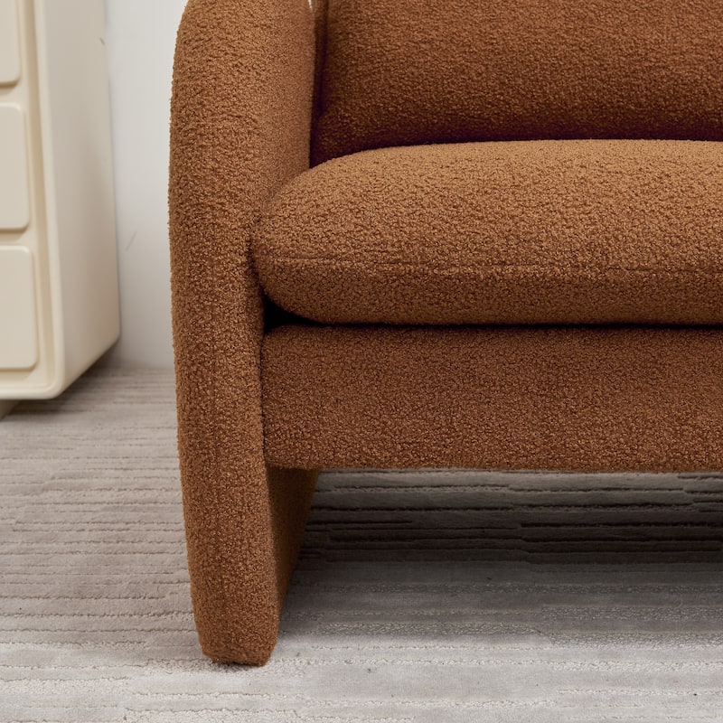 Orange Modern 28.35" Upholstered Arm Chair with Ergonomic Design and Soild Wood Frame
