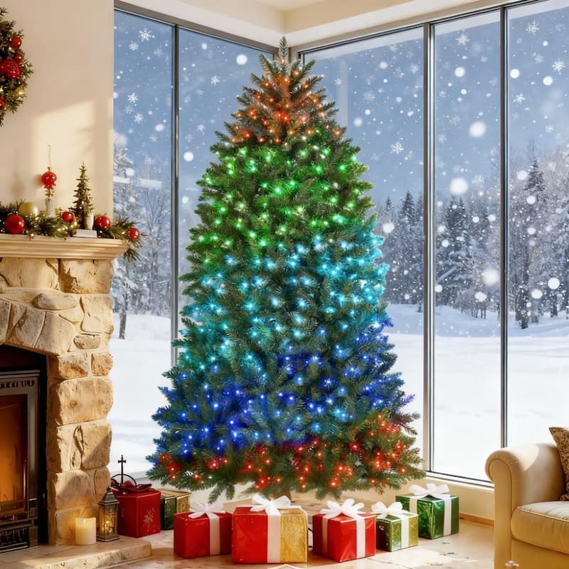 Pre-Lit Artificial Christmas Tree - Holiday Decor, Easy Assembly - Green