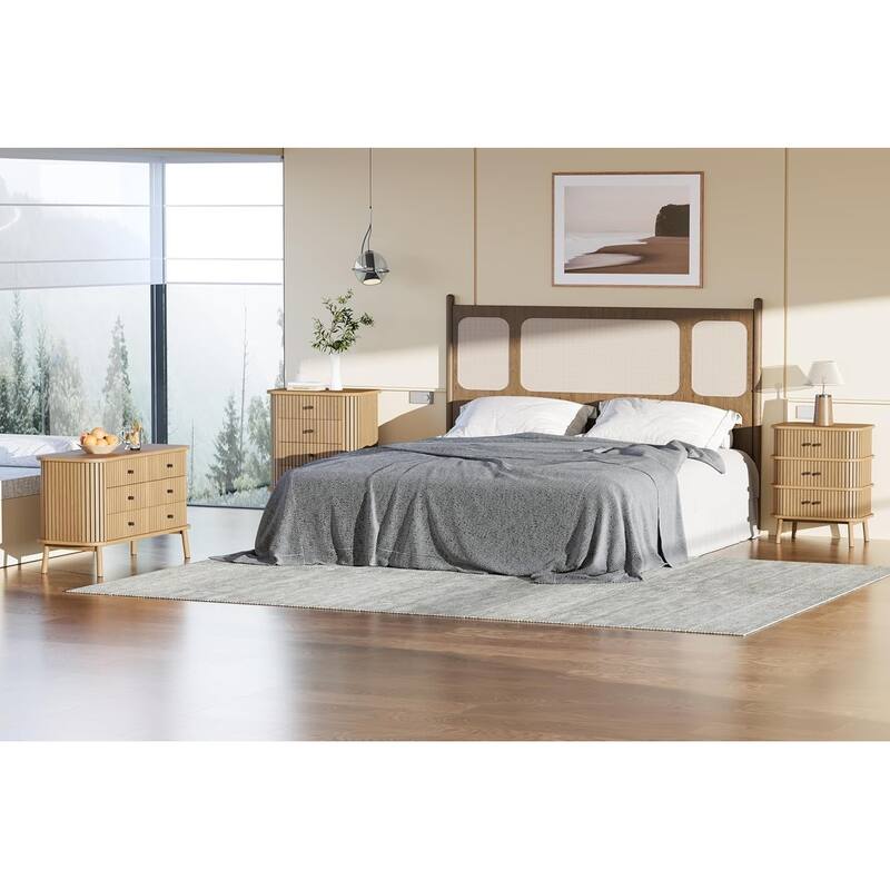 6 Drawer Dresser, Horizontal Chests of Double Drawers for Bedroom, Mid Century Dresser Spacious Storage