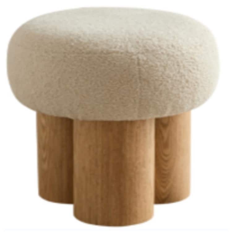 Mushroom Stool Grieg Plush Cushion, Wooden Barrel PVC Pipe