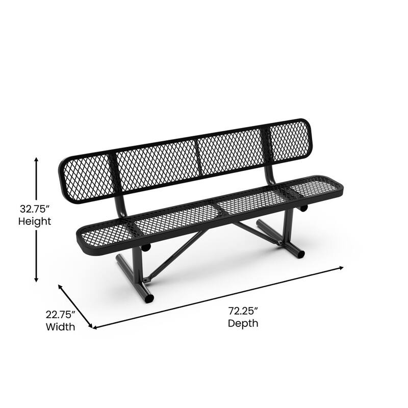 Commercial Grade Expanded Mesh Metal Outdoor Bench with Anchors