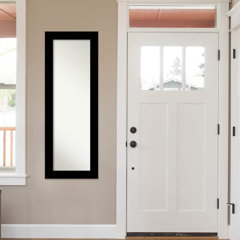 Basic Non-Beveled Wood Framed Full-Length On the Door Mirror - Glass Size 14x48