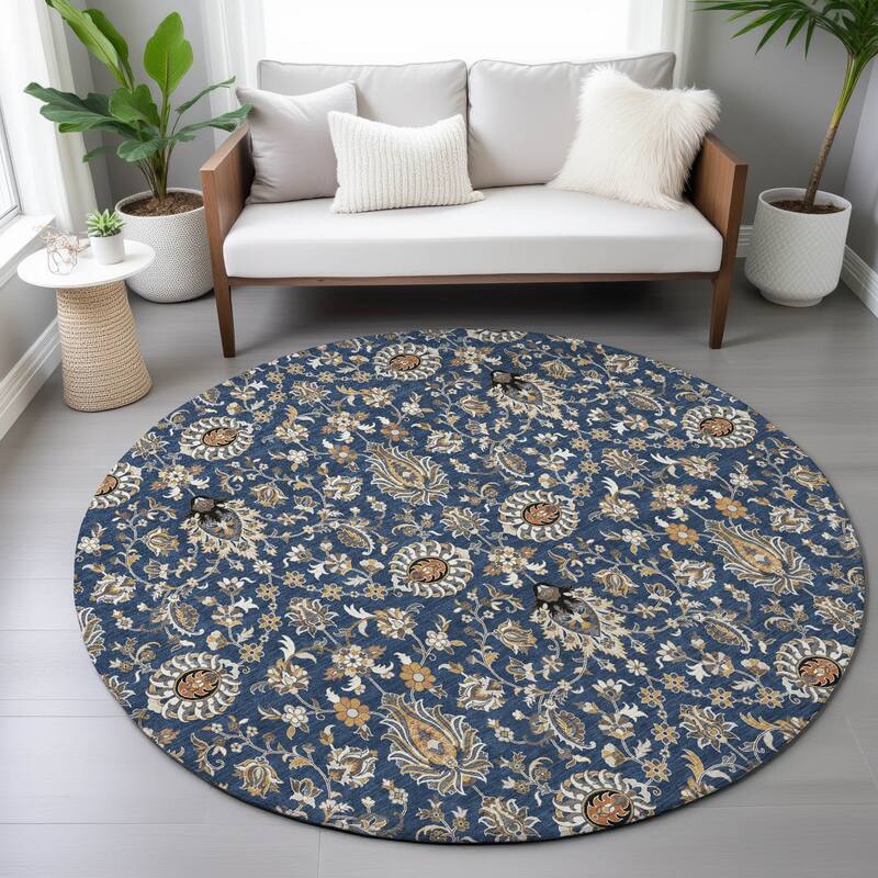 Machine Washable Indoor/Outdoor Traditional Persian Chantille Rug