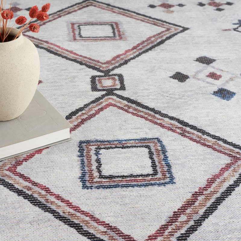 New Concept Washables Machine Washable Series 1 Indoor only Diamond Area Rug