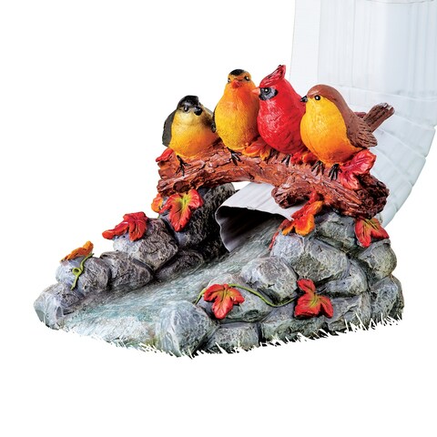 Hand-Painted Decorative Pretty Birds Downspout - 8.5 x 6.75 x 8