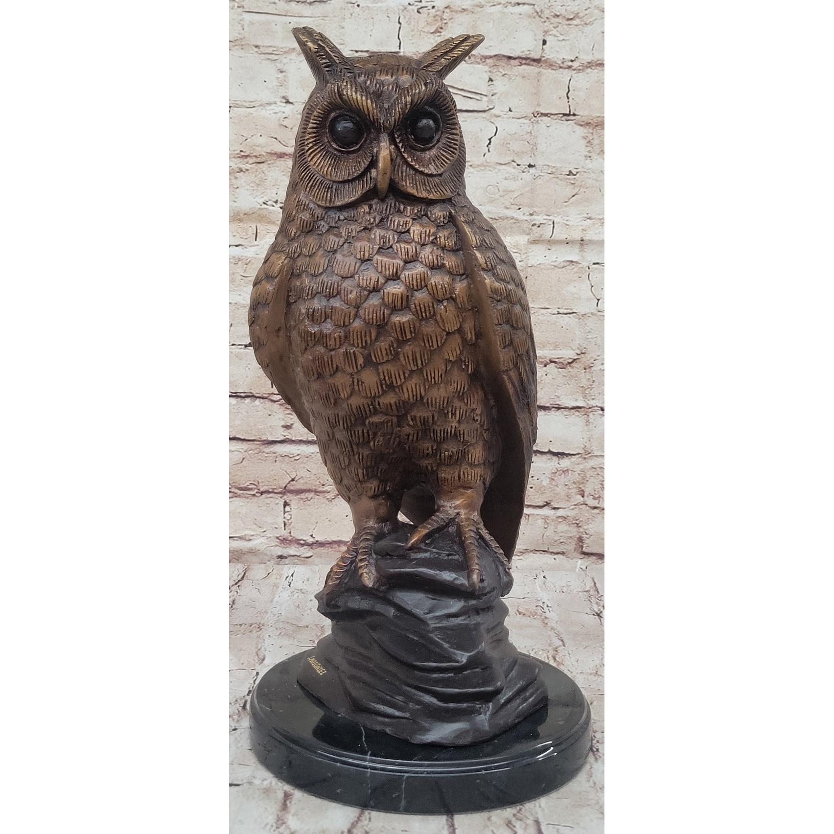 Hot Cast Bronze Owl Bird Sculpture Statue Figure Indoor Outdoor Decor On Marble Base
