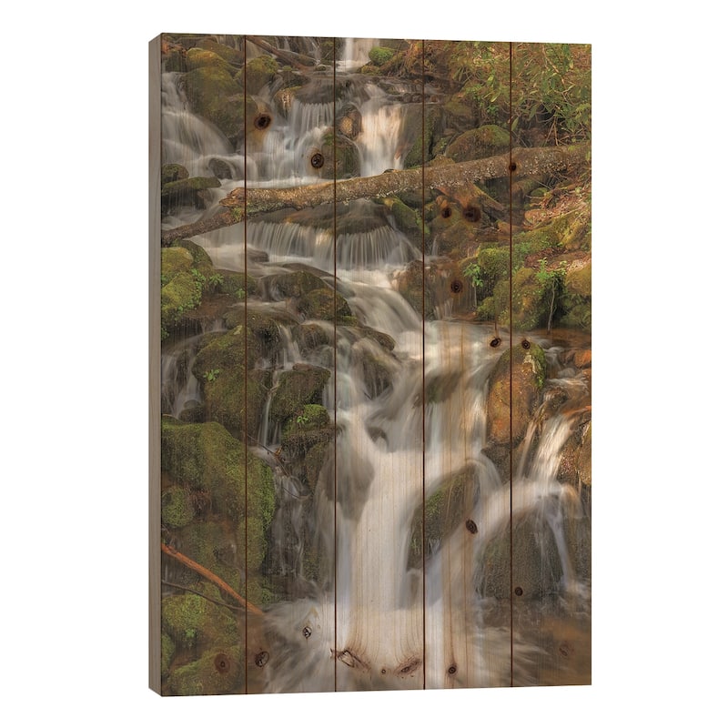Waterfall Print On Wood by Dan Sproul - Multi-Color - 26x18x1.5