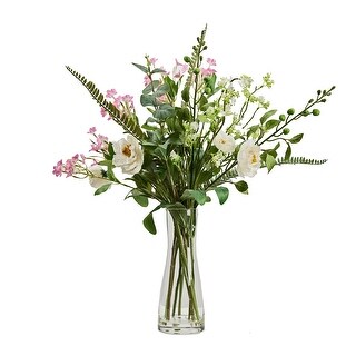 Mixed White and Pink Flowers in Glass Vase - Bed Bath & Beyond - 41295557