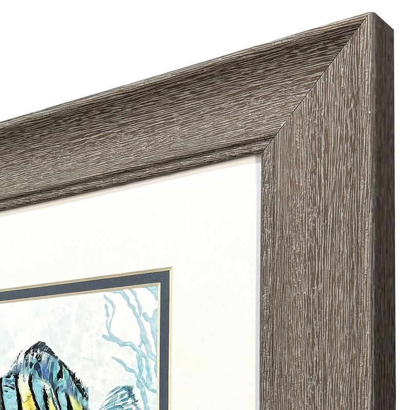 HomeRoots Set Of Two Striped Tropical Fish Brown Framed Wall Art