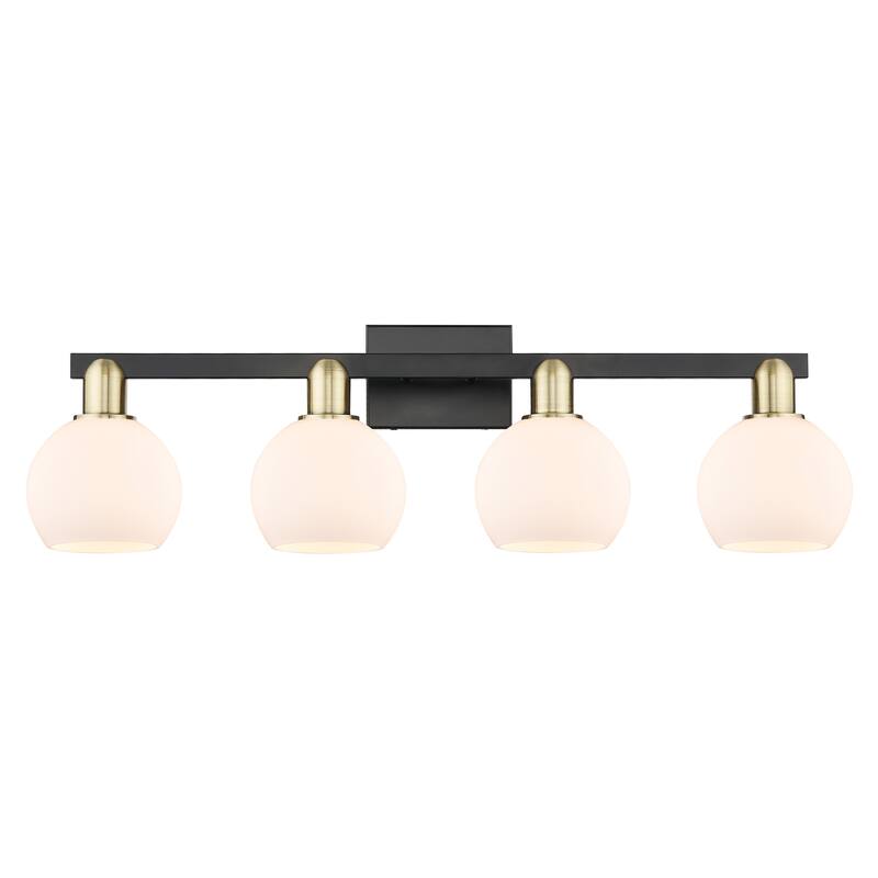 Innovations Lighting Endless Possibilities Arcadia - Athens - 4 Light 33" Bath Vanity Light - Matte White/Black Antique Brass