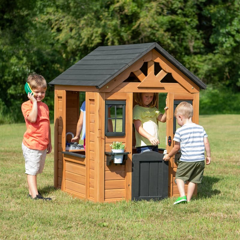 Backyard Discovery Sweetwater Cedar Wooden Playhouse with Play Kitchen - 3'6" x 3'10"