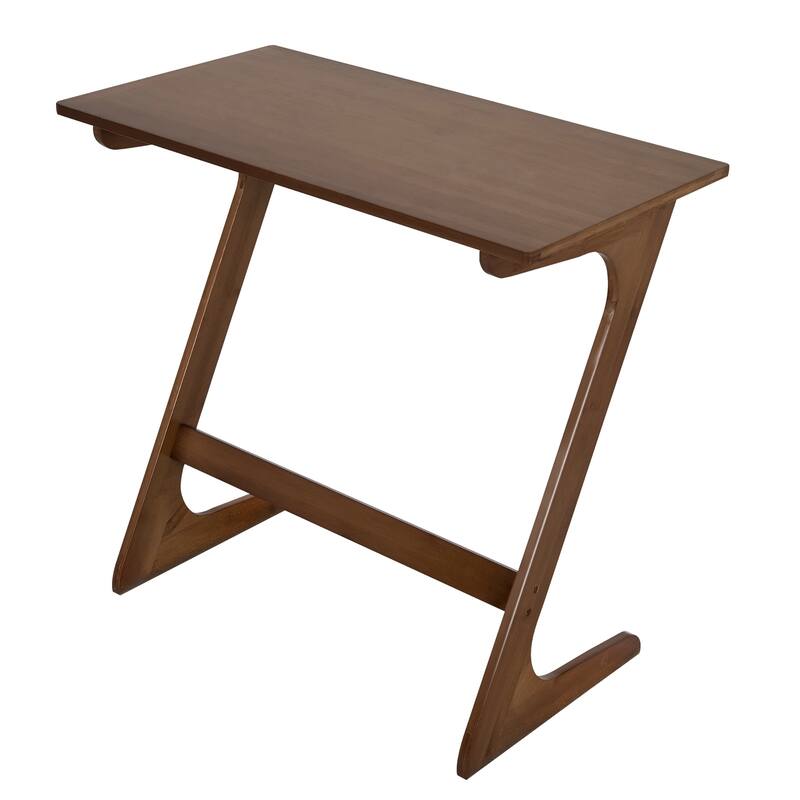 Costway Bamboo Sofa Side Table Z-Shaped Spacious Tabletop Space-Saving - See Details - Coffee