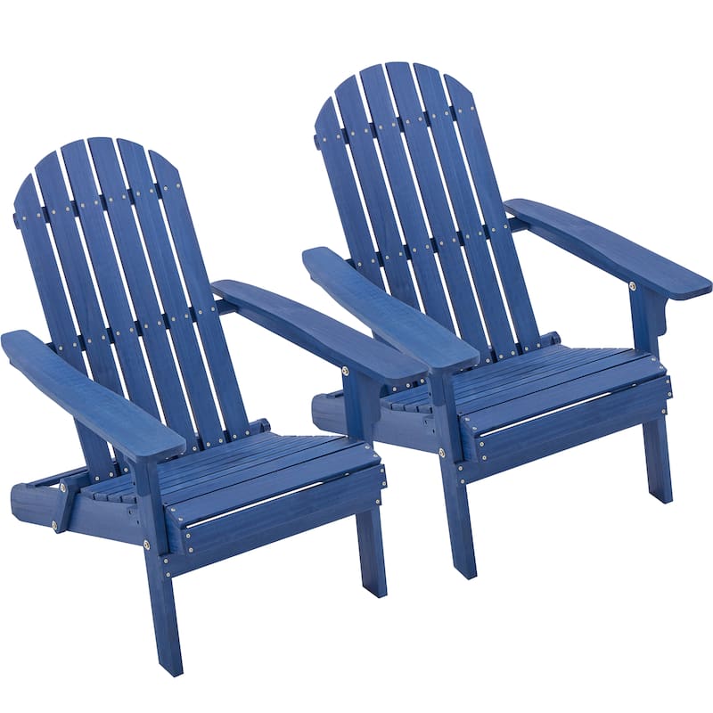 Yaheetech 2-piece Folding Adirondack Chair Solid Wood Garden Chair Weather Resistant