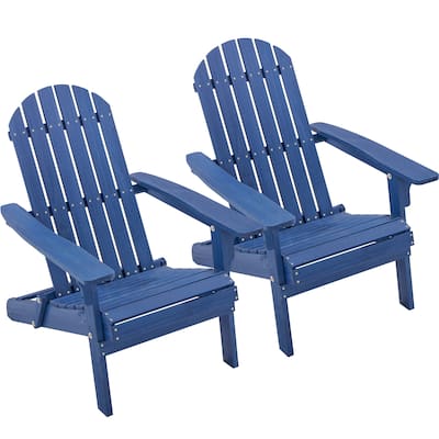 Yaheetech 2-piece Folding Adirondack Chair Solid Wood Garden Chair Weather Resistant