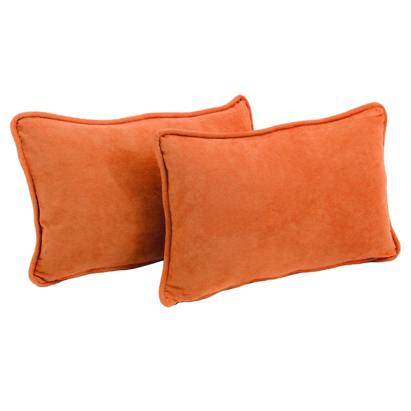 20-inch by 12-inch Microsuede Lumbar Throw Pillows (Set of 2) - Tangerine Dream