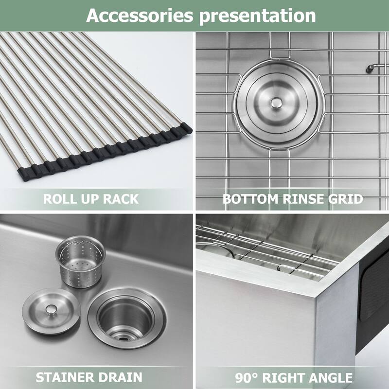 18-Gauge Stainless Steel 33" Double Bowl 60/40 Farmhouse/Apron Kitchen Sink with Bottom Grid - 33" L x 20" W x 9 "