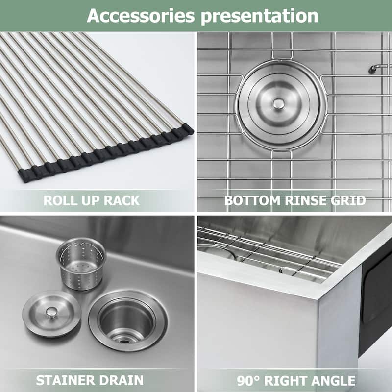 18-Gauge Stainless Steel 33 in. Double Bowl 60/40 Farmhouse/Apron Kitchen Sink with Bottom Grid - 33" L x 20" W x 9 "