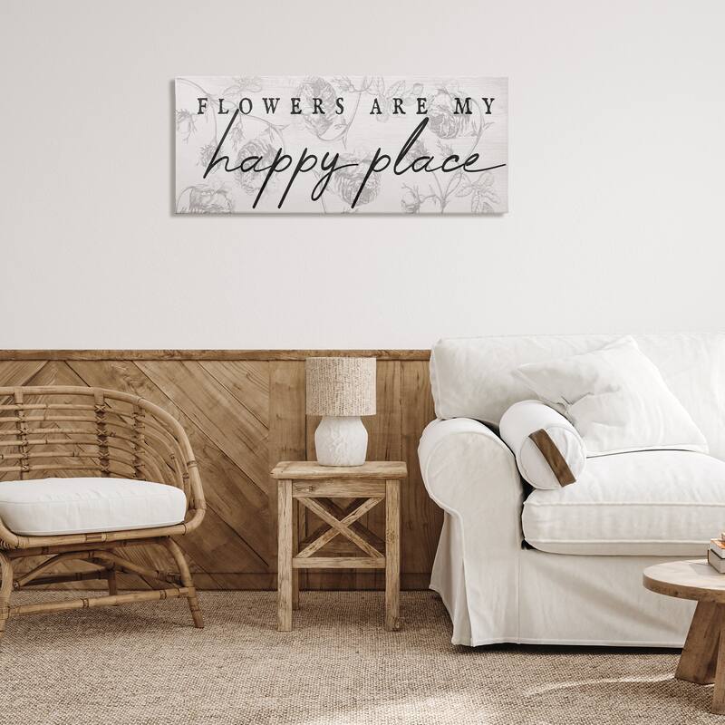 Stupell Flowers Are Happy Place Canvas Wall Art Design By Lil' Rue