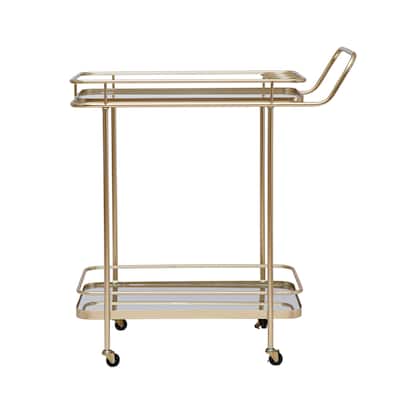2-Tier Mirrored Metal Bar Cart with Casters - 31.5"L x 16.1"W x 35.4"H