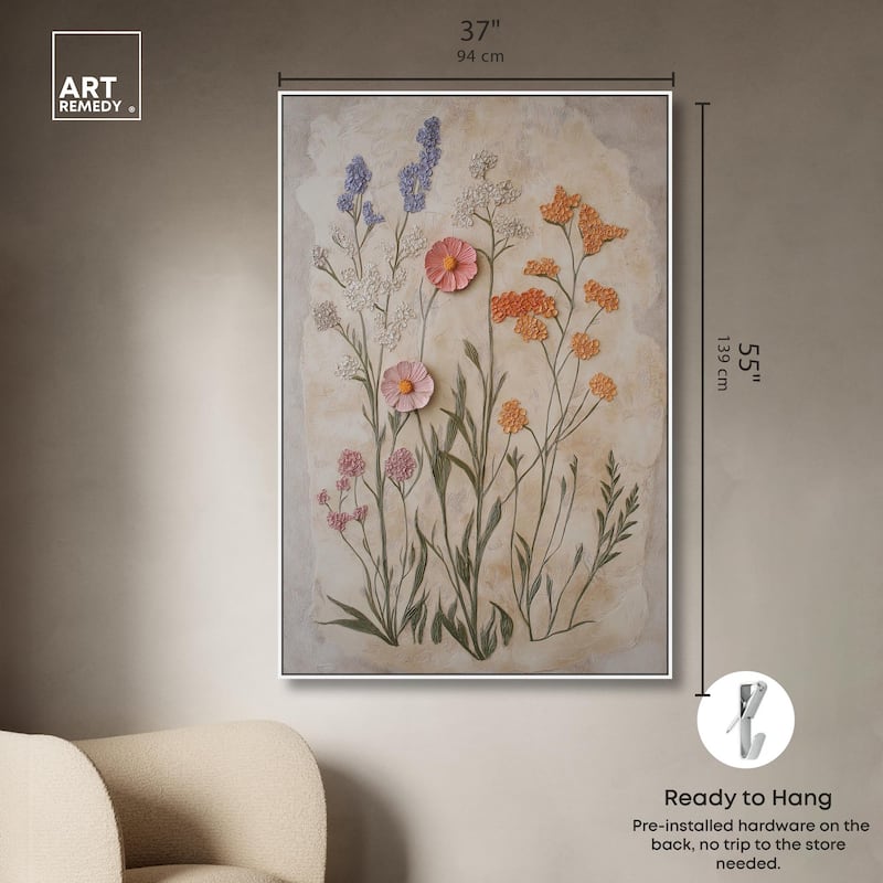 Sculpted Flora Frieze I Canvas by Art Remedy