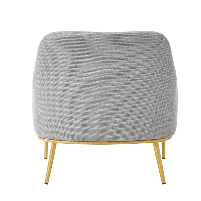 Modern Accent Chair Upholstered Armchair Single Sofa Chair with Curved Backrest and Gold Metal Legs for Living Room