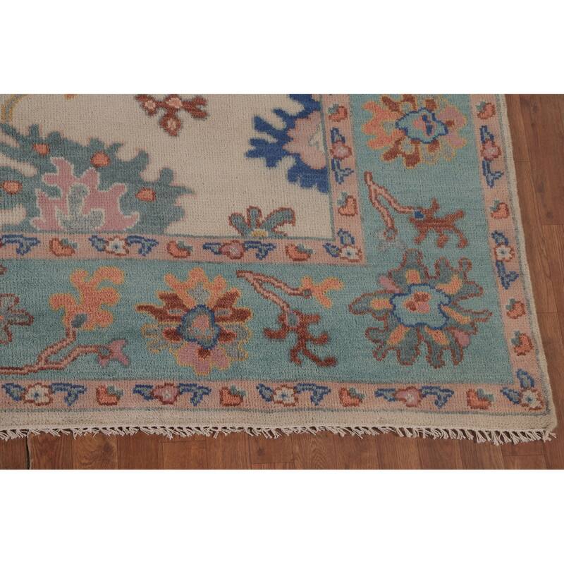 All-Over Oushak Area Rug Hand-Knotted Wool Carpet - 7'11"x 9'10"
