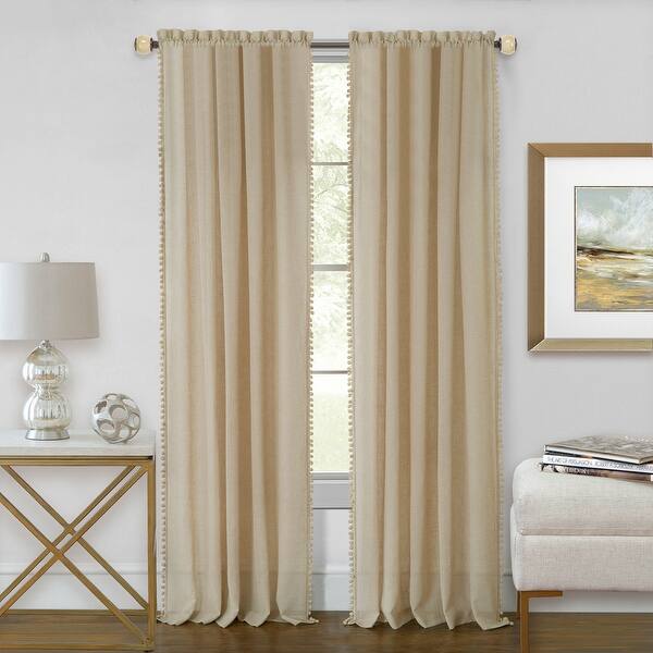 Shop Wallace Sheer Rod Pocket Panel With Pom Poms 52x84 Inches