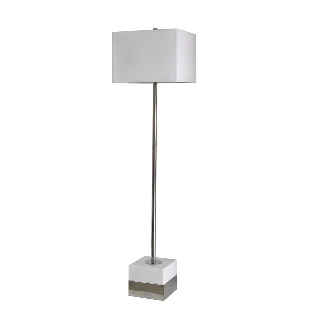 1-Light Polished Nickel Floor Lamp With A Linen Shade