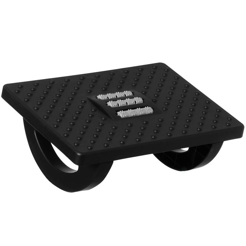 Black Rocking Footrest Massage Under Desk with Soothing Massage Points and Rollers, Swinging Foot Stool Support - Black