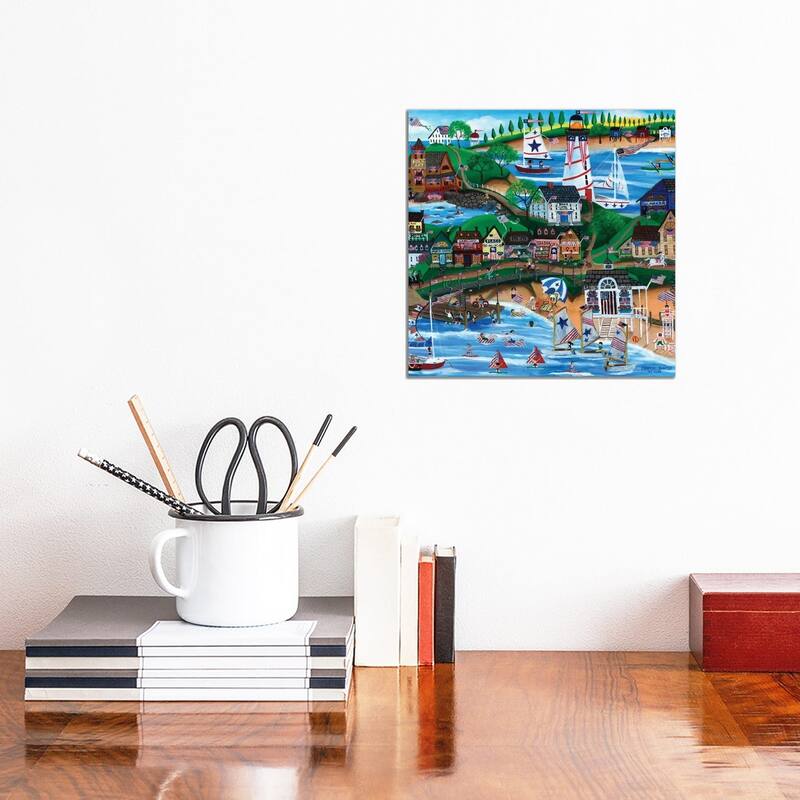 iCanvas "Old New England Seaside 4th of July Celebration" by Cheryl Bartley Canvas Print - 12x12x1.5