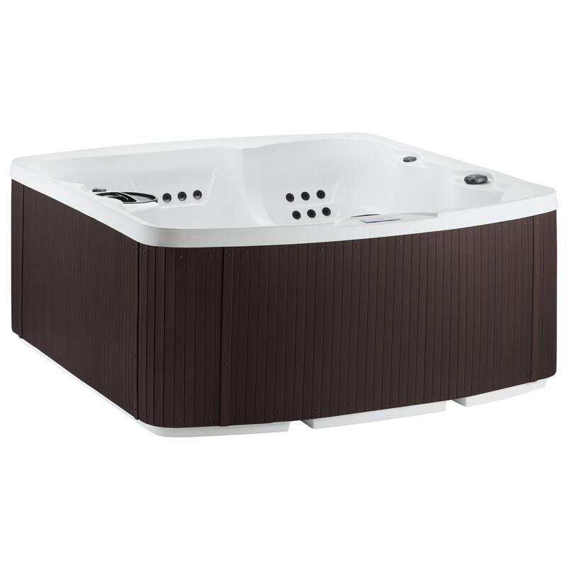 Lifesmart Leganza 6-Person 90-Jet 230v Spa with Lounge Seating - N/A - Arctic White Shell with Espresso Cabinet