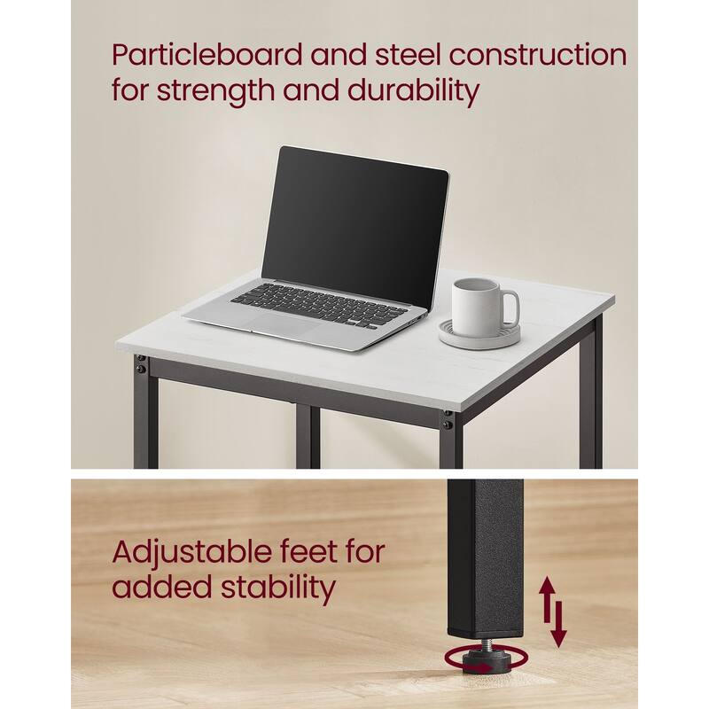 Space-Saving Square Dining Table Steel Frame Adjustable Feet and Rustic Industrial Style for Small Kitchens