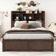preview thumbnail 18 of 32, Full Size Storage Platform Bed with Trundle and Pull-Out Shelves, White Espresso