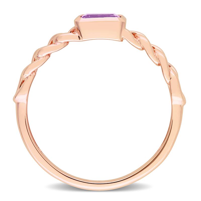 Miadora 10k Rose Gold African Amethyst Stackable Link Ring