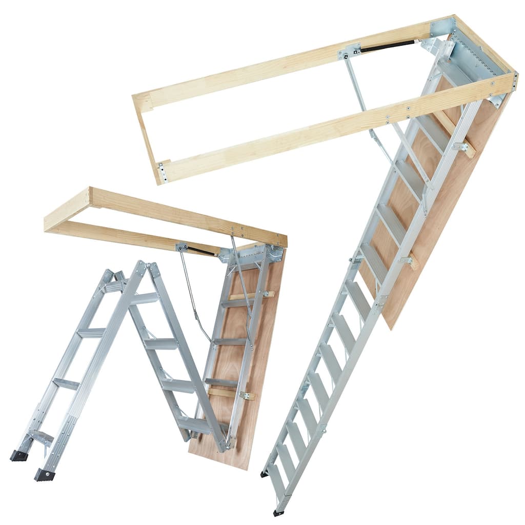 Attic Ladder Foldable, 350-pound Capacity, 22.5" x 63", Multi-Purpose Aluminium Extension, Lightweight and Portable