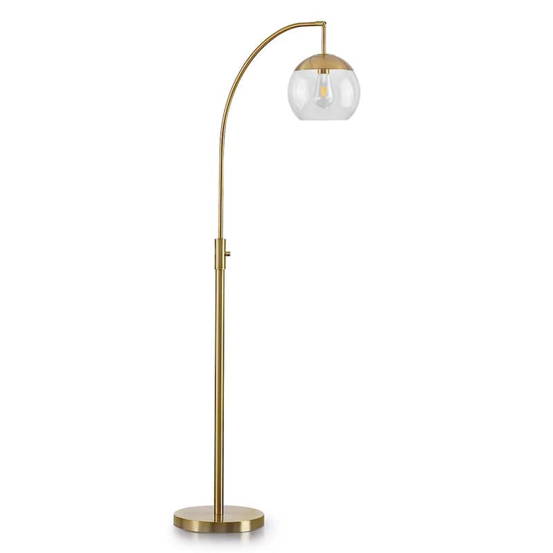 Metro 68"H Glass Globe One Light LED Dimmable Floor Lamp with LED Vintage Bulb - BrushedBrass/Glass Clear