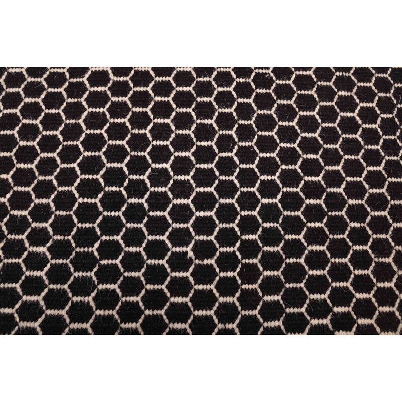 ECARPETGALLERY Flat-Weave Nevada Black Wool Kilim - 5'5 x 7'5