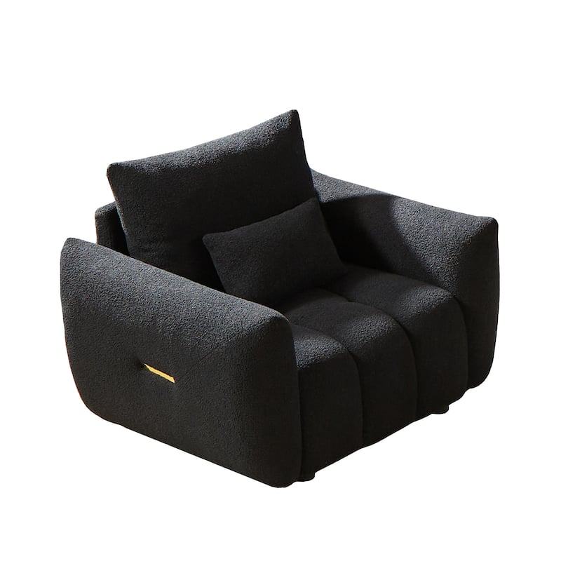 Black 39.7" Teddy Fabric Lounge Chair
