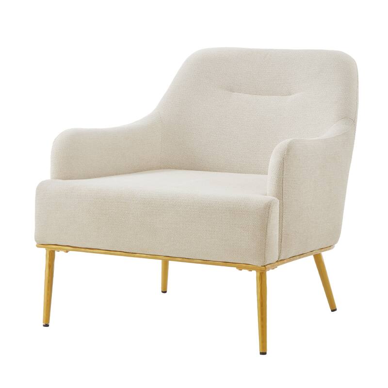 Christopher Knight Home - Modern Upholstered Armchair with Gold Metal Legs and Curved Backrest