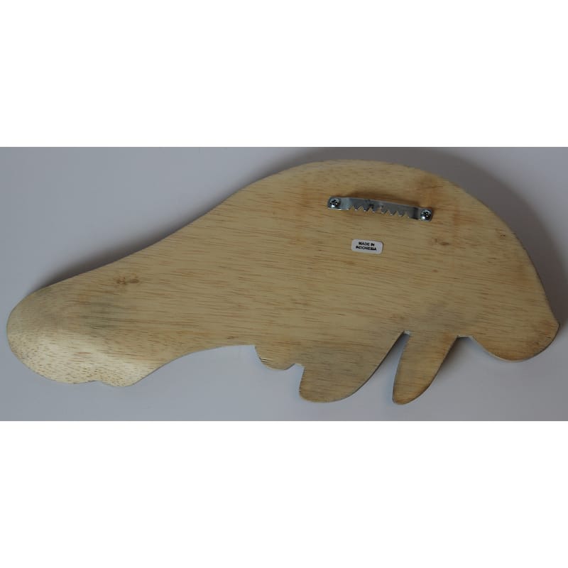 Manatee Mother With Baby Carved Wood Wall Plaque 14 Inches Natural Finish - Brown