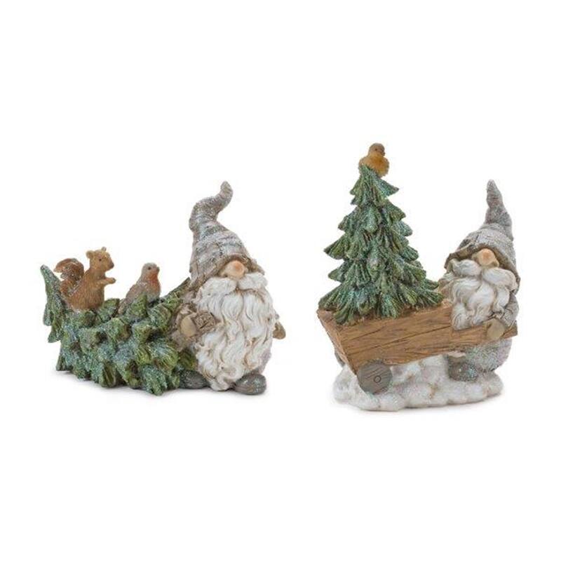 Gnome with Woodland Animals Christmas Tabletop Decorations - 6.75"