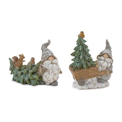 Gnome with Woodland Animals Christmas Tabletop Decorations - 6.75"