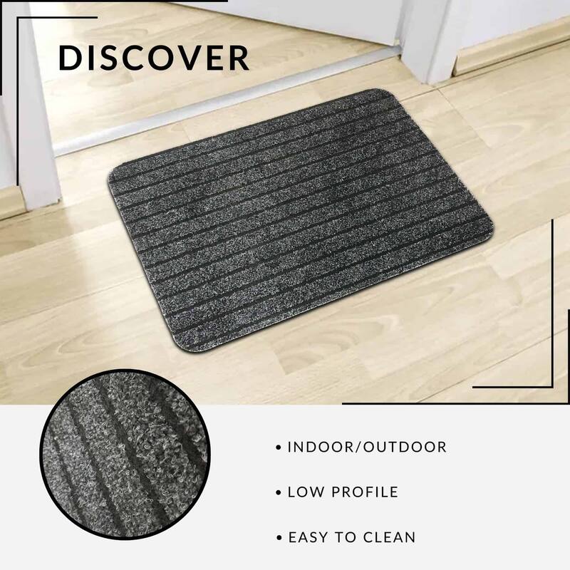 Outdoor Front Door Mat Chloe Polypropylene Latex Rug 24x16 Grey