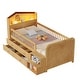 preview thumbnail 8 of 21, Wooden Twin Size Low Loft Bed with House Shape Headboard Built-in LED Lights, Kids Storage Bed with Drawers and Storage Stairs
