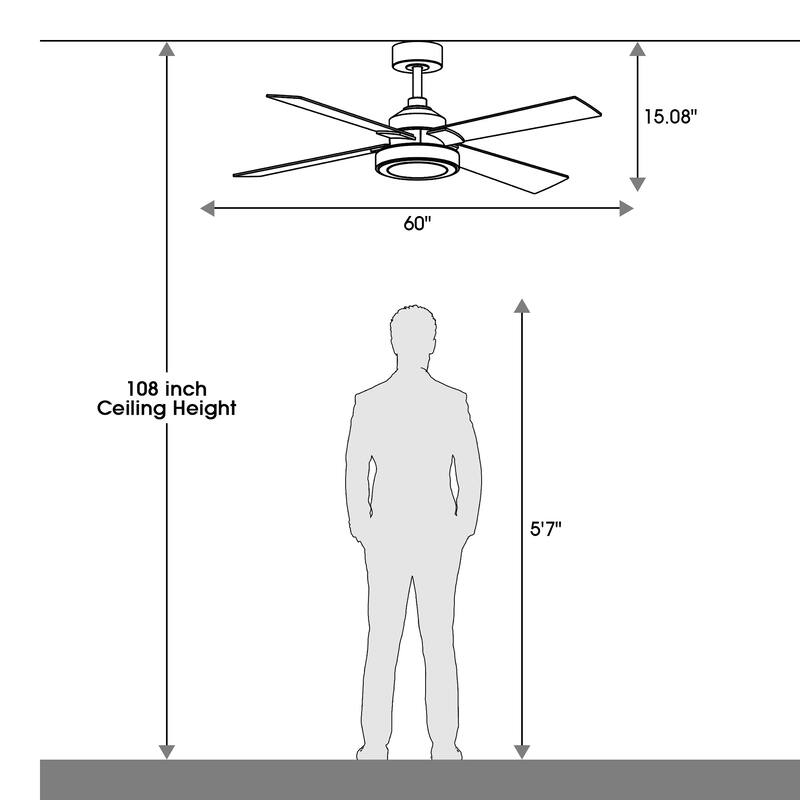 Vaczon 60" Modern Brushed Nickel Integrated LED Smart Ceiling Fan with Light and App