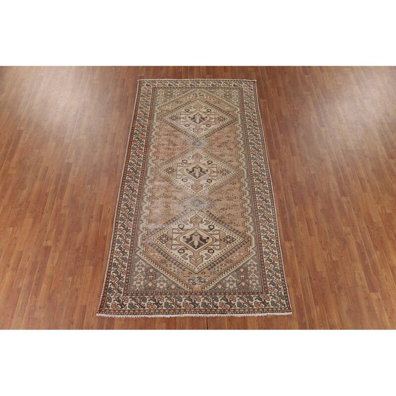 Distressed Bakhtiari Vintage Persian Area Rug Handmade Wool Carpet - 5'1" x 10'1"