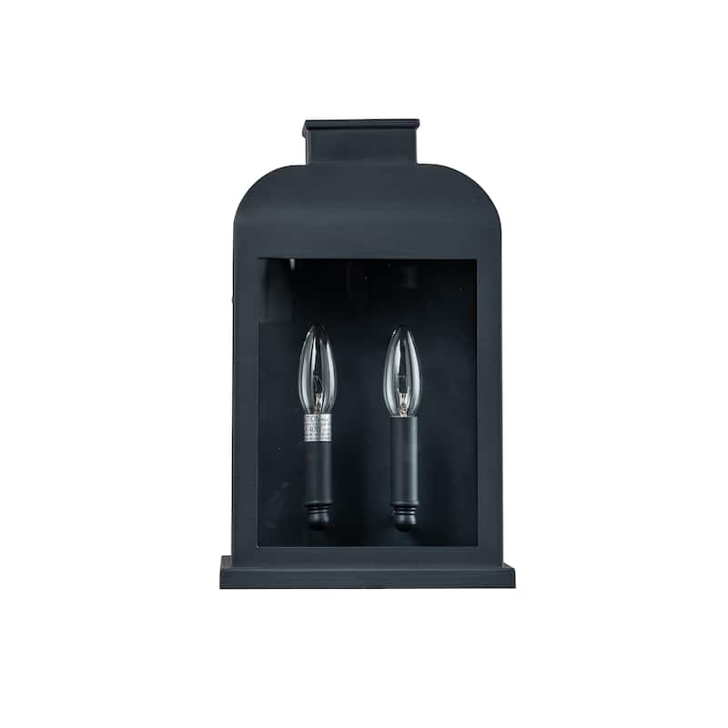 OB - 2-Light Classic Retro Black 8" Wide Hardwired Outdoor Wall Lantern Sconce