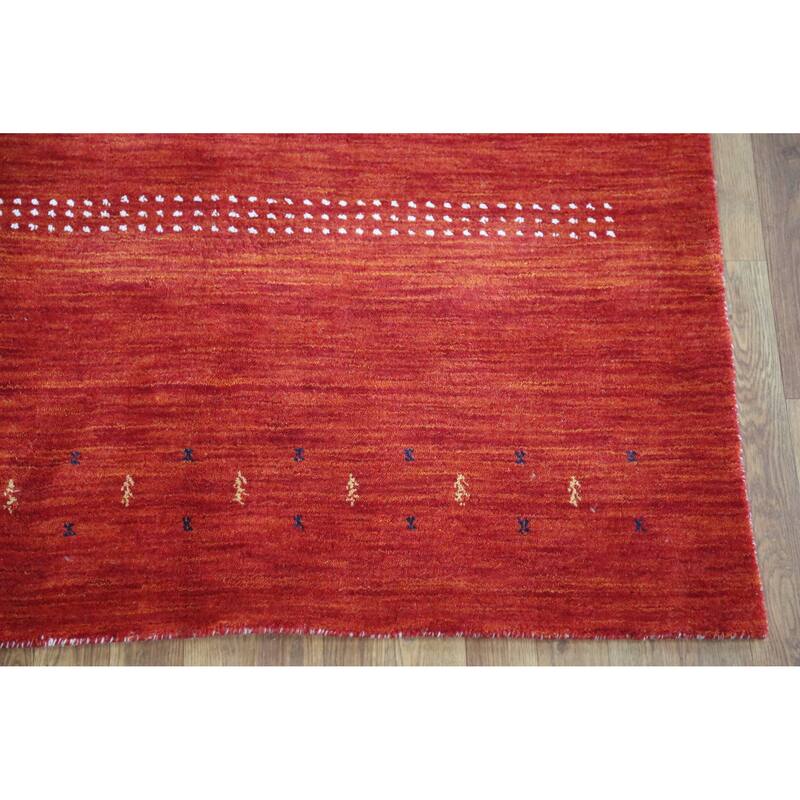 Gabbeh Indian Rug Handmade Orange Tribal Wool Carpet - 4'5" x 6'5"