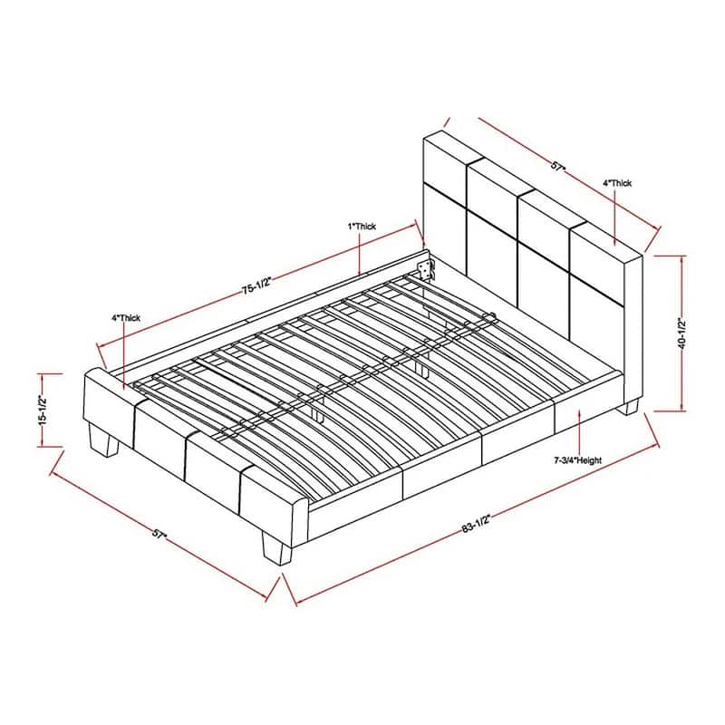 Wene Modern Espresso Faux Leather Upholstered Platform Bed by Furniture of America